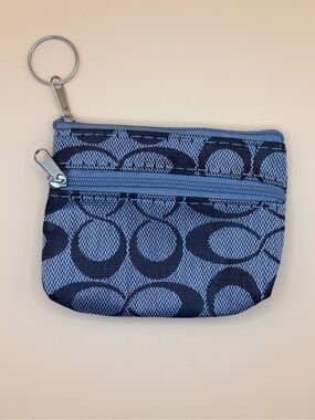 Trendy Double Zipper Cloth Pouch With Keyring